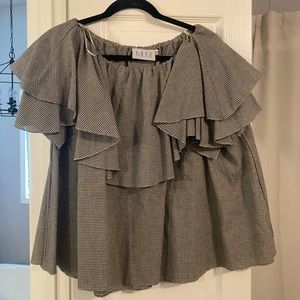 Gingham ruffle off the shoulder top